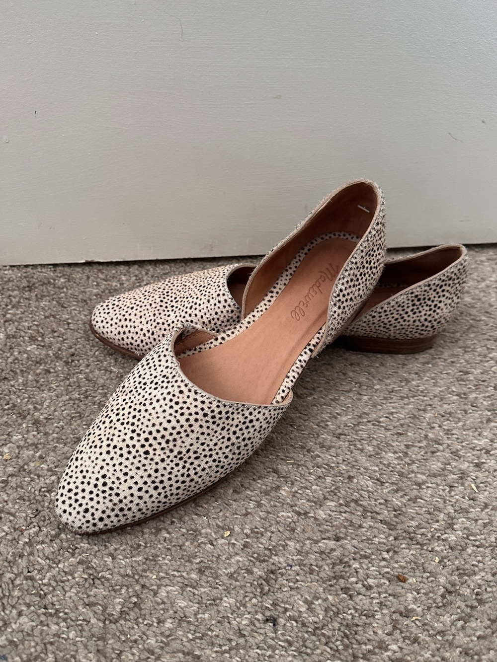 Madewell Marisa d'Orsay Spotted Calf Hair Flats Womens Size 8 Animal Print Fall